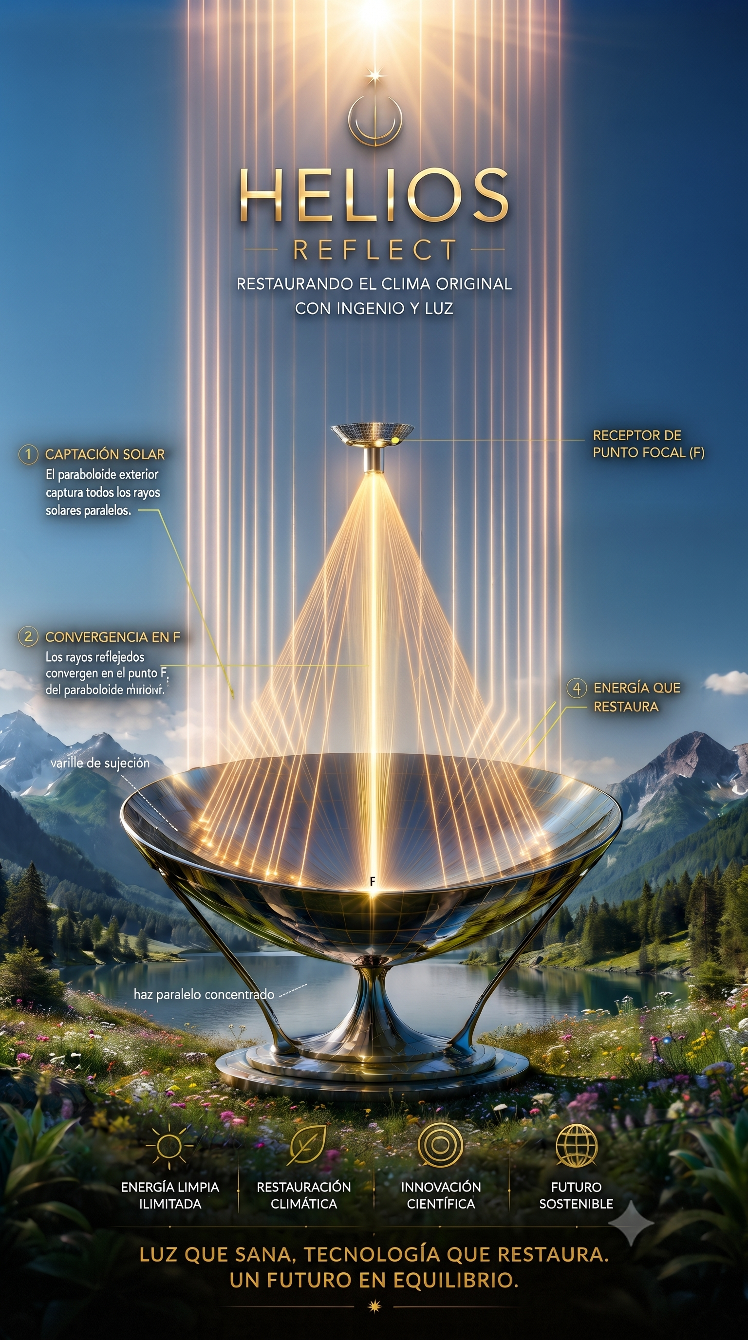 Imagen conceptual: diseño generado de la infraestructura HeliosReflect
